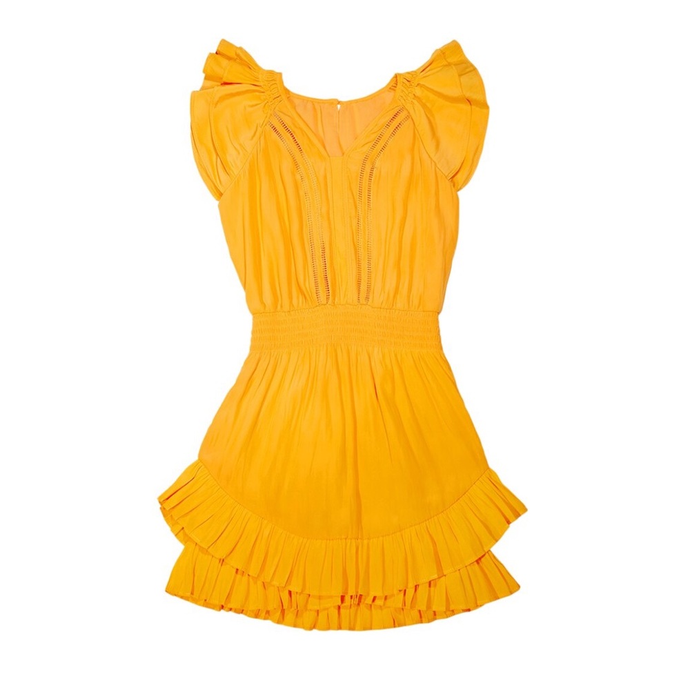 Ramy Brook Sunki Yellow Ruffled Dress